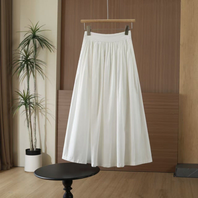 Spring and summer new cotton Korean A-line skirt high-waisted versatile casual fashion waist loose long skirt skirt skirt for women