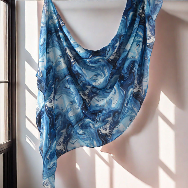 Cross-border hot selling watercolor painting series modal cotton shawl satin print scarf ethnic headscarf women's scarf