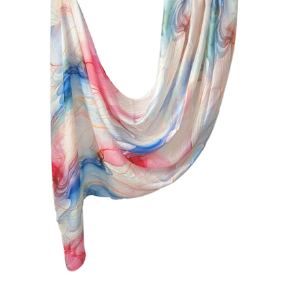 [Polyester Cotton Printing] cross-border hot selling watercolor series printed scarf double-sided penetration soft surrounding tie-dye east end