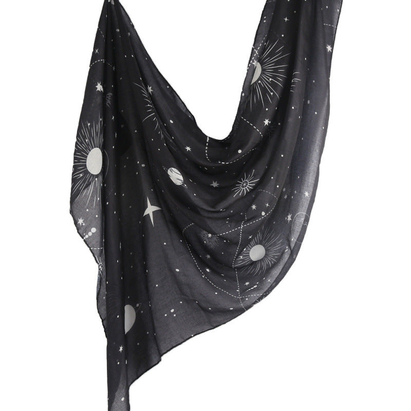 Cross-border hot selling watercolor painting series modal cotton shawl satin print scarf ethnic headscarf women's scarf