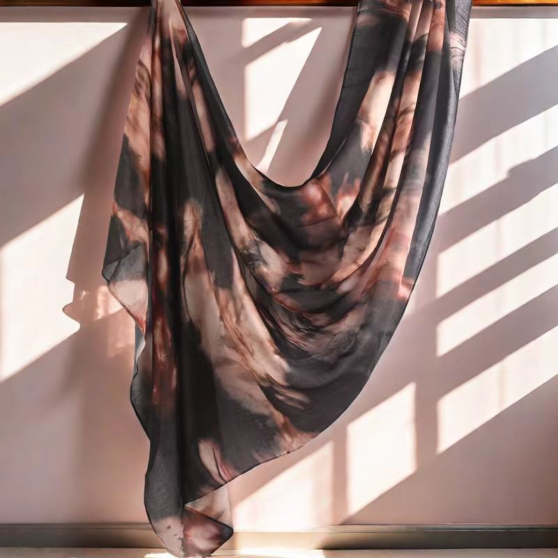 Cross-border hot selling watercolor painting series modal cotton shawl satin print scarf ethnic headscarf women's scarf