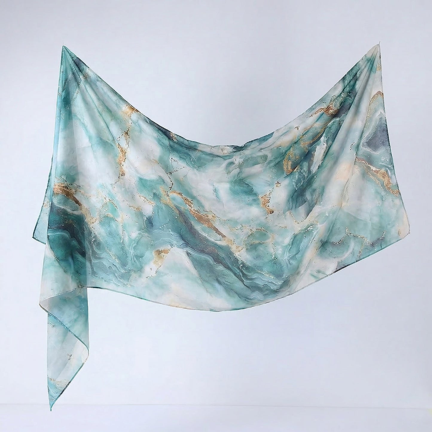 Cross-border silk scarf long strip scarf for women, watercolor breathable sun-protection shawl, summer thin Malaysian headscarf