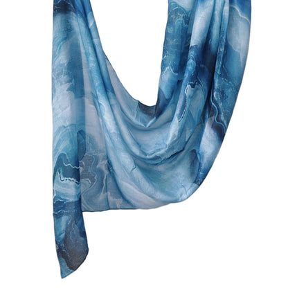 [Polyester Cotton Printing] cross-border hot selling watercolor series printed scarf double-sided penetration soft surrounding tie-dye east end