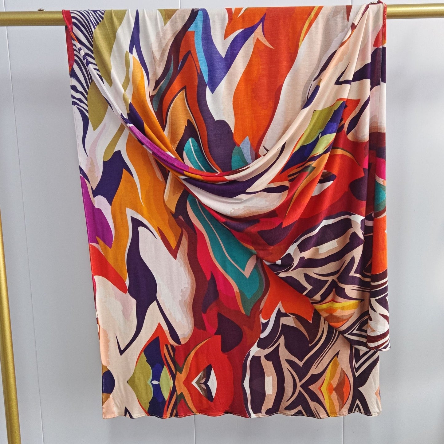 [Mercerized Cotton Double-sided Print] 145g High Quality Mercerized Cotton Boho Style Fashion Watercolor Print Scarf