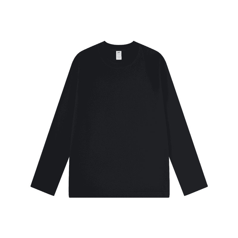300g cotton long sleeve heavy crew neck solid color T-shirt women's loose versatile base shirt couple men's and women's style