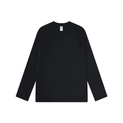 300g cotton long sleeve heavy crew neck solid color T-shirt women's loose versatile base shirt couple men's and women's style