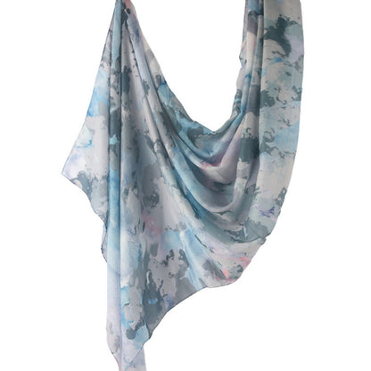 Cross-border hot selling watercolor painting series modal cotton shawl satin print scarf ethnic headscarf women's scarf
