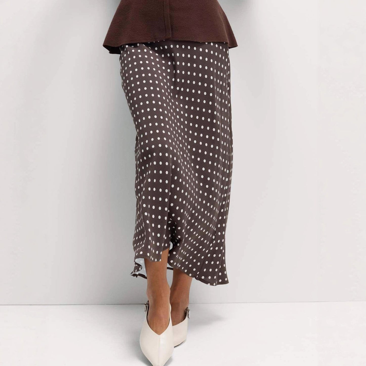 European and American export women's polka dot print mermaid dress, high-waisted slim midi skirt, pencil hip long skirt