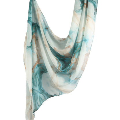 Cross-border hot selling watercolor painting series modal cotton shawl satin print scarf ethnic headscarf women's scarf