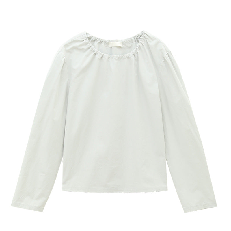 Love and Nancy Guangzhou Thirteen Lines Xia Yuan Innovative Korean Drawstring Drop Shoulder Puff Sleeve Crew Neck Shirt 11065