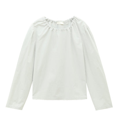 Love and Nancy Guangzhou Thirteen Lines Xia Yuan Innovative Korean Drawstring Drop Shoulder Puff Sleeve Crew Neck Shirt 11065