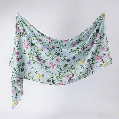 Cross-border silk scarf long strip scarf for women, watercolor breathable sun-protection shawl, summer thin Malaysian headscarf