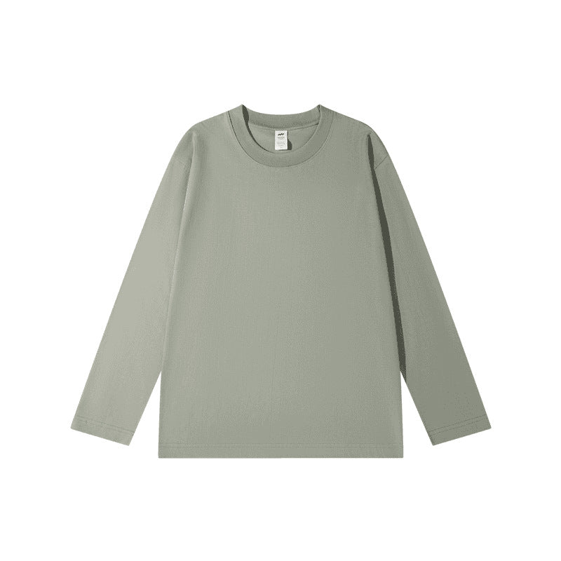 300g cotton long sleeve heavy crew neck solid color T-shirt women's loose versatile base shirt couple men's and women's style
