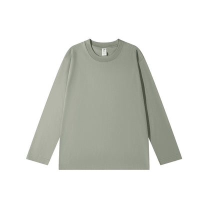 300g cotton long sleeve heavy crew neck solid color T-shirt women's loose versatile base shirt couple men's and women's style