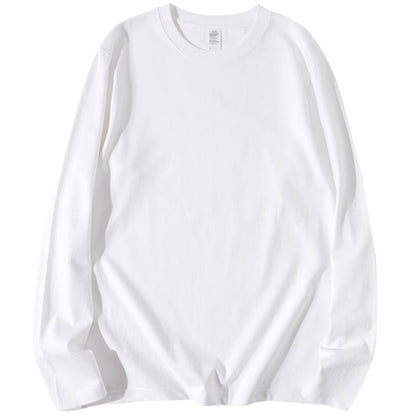 300g cotton long sleeve heavy crew neck solid color T-shirt women's loose versatile base shirt couple men's and women's style