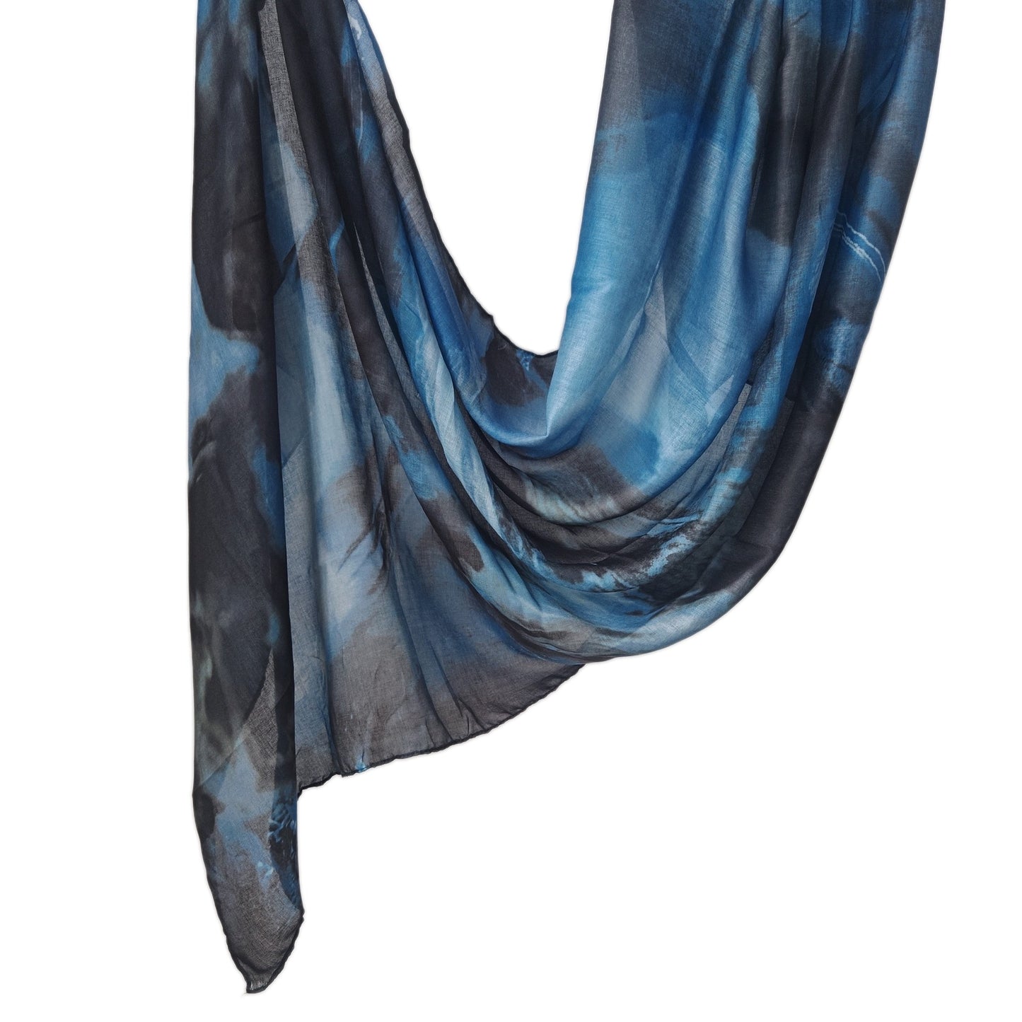 [Polyester Cotton Printing] cross-border hot selling watercolor series printed scarf double-sided penetration soft surrounding tie-dye east end