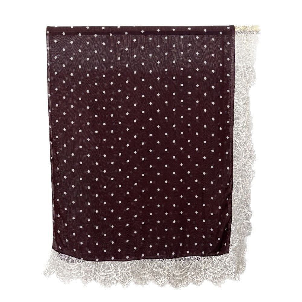 Modal polka dot print lace hijab