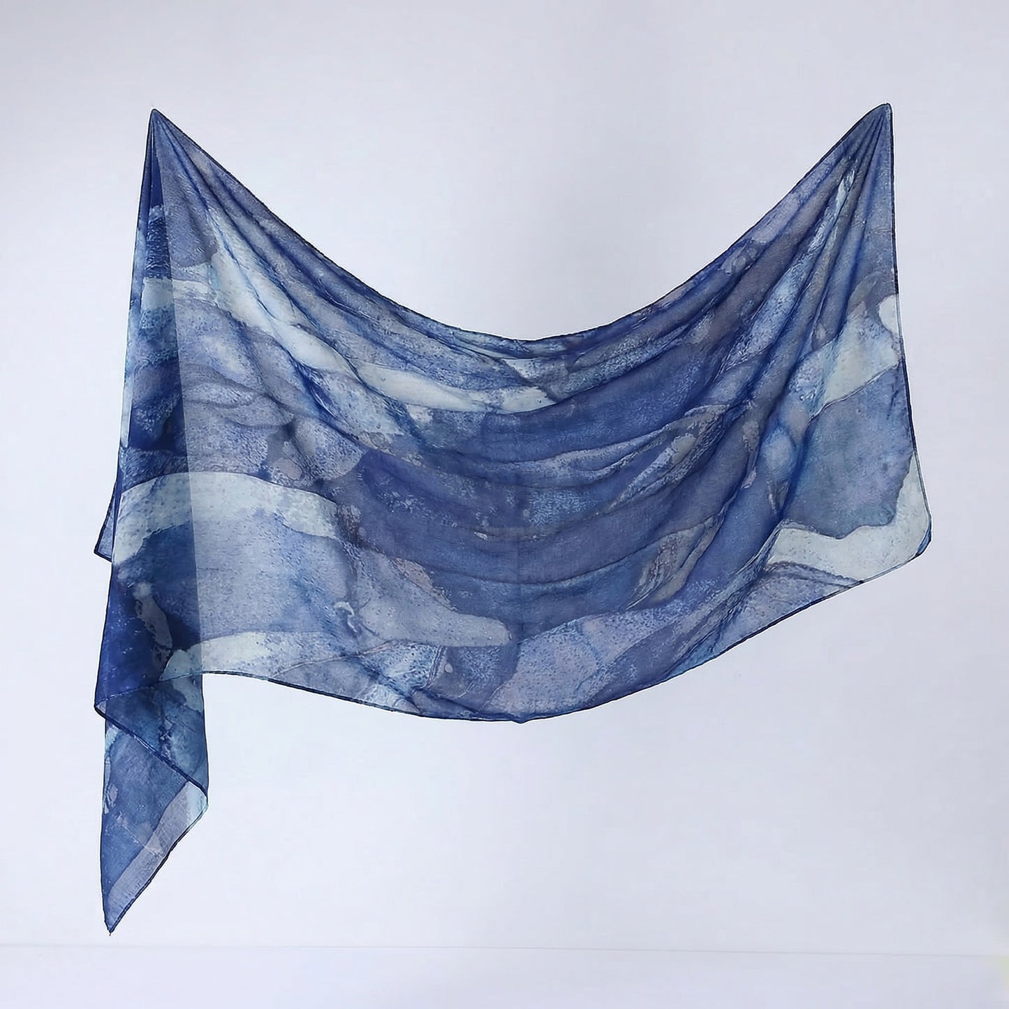 Cross-border silk scarf long strip scarf for women, watercolor breathable sun-protection shawl, summer thin Malaysian headscarf