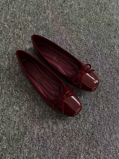 Ballet Bow Square Toe Flats