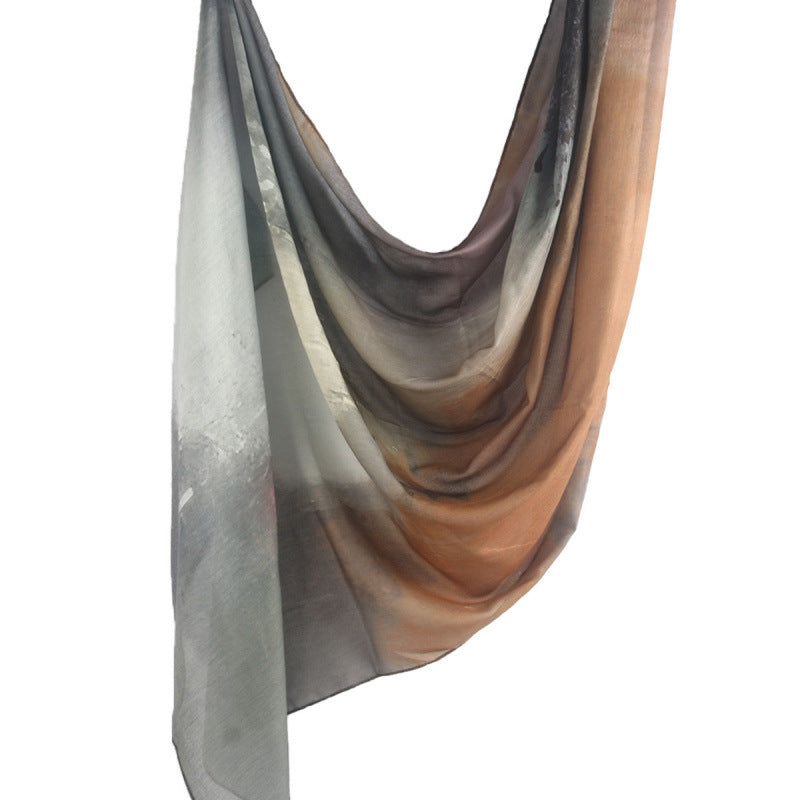 Cross-border hot selling watercolor painting series modal cotton shawl satin print scarf ethnic headscarf women's scarf