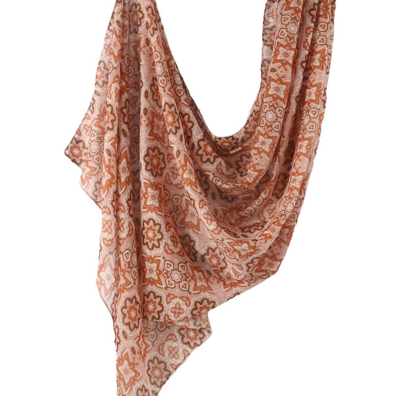 Cross-border hot selling watercolor painting series modal cotton shawl satin print scarf ethnic headscarf women's scarf