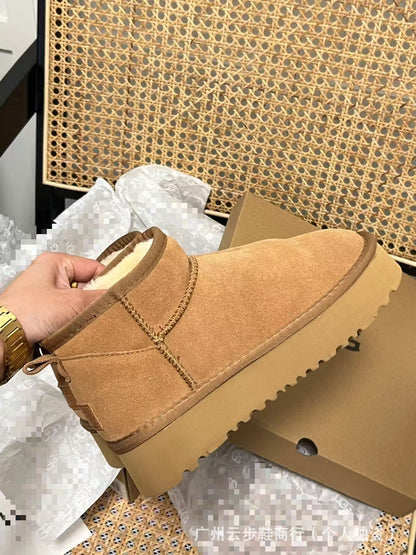 UG home Sampo Tast snow boots women's fur integrated star flip flops warm slip-on shoes thick-soled non-slip cotton shoes women's boots