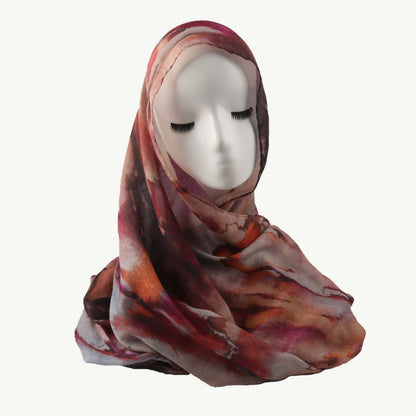 Cross-border hot selling watercolor painting series modal cotton shawl satin print scarf ethnic headscarf women's scarf
