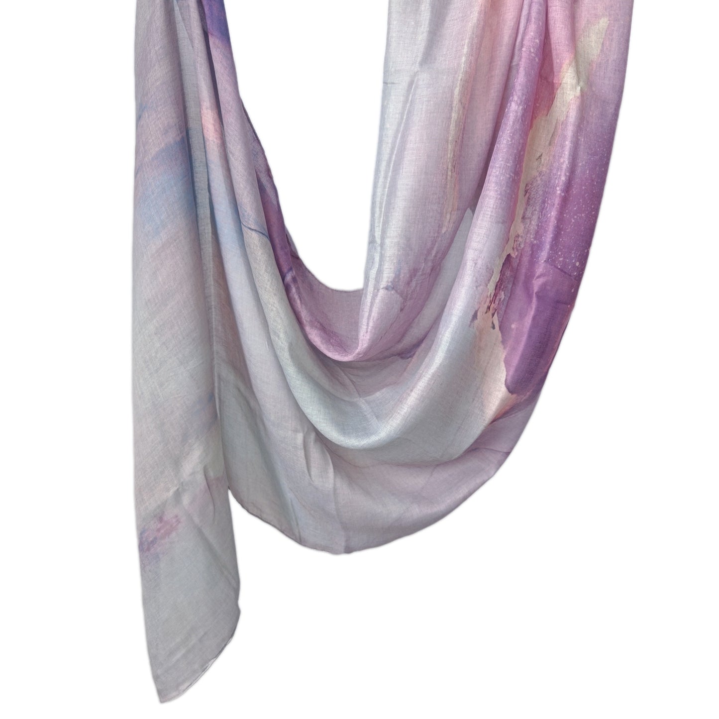 [Polyester Cotton Printing] cross-border hot selling watercolor series printed scarf double-sided penetration soft surrounding tie-dye east end