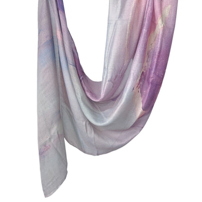 [Polyester Cotton Printing] cross-border hot selling watercolor series printed scarf double-sided penetration soft surrounding tie-dye east end