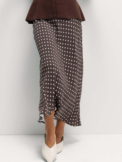 European and American export women's polka dot print mermaid dress, high-waisted slim midi skirt, pencil hip long skirt