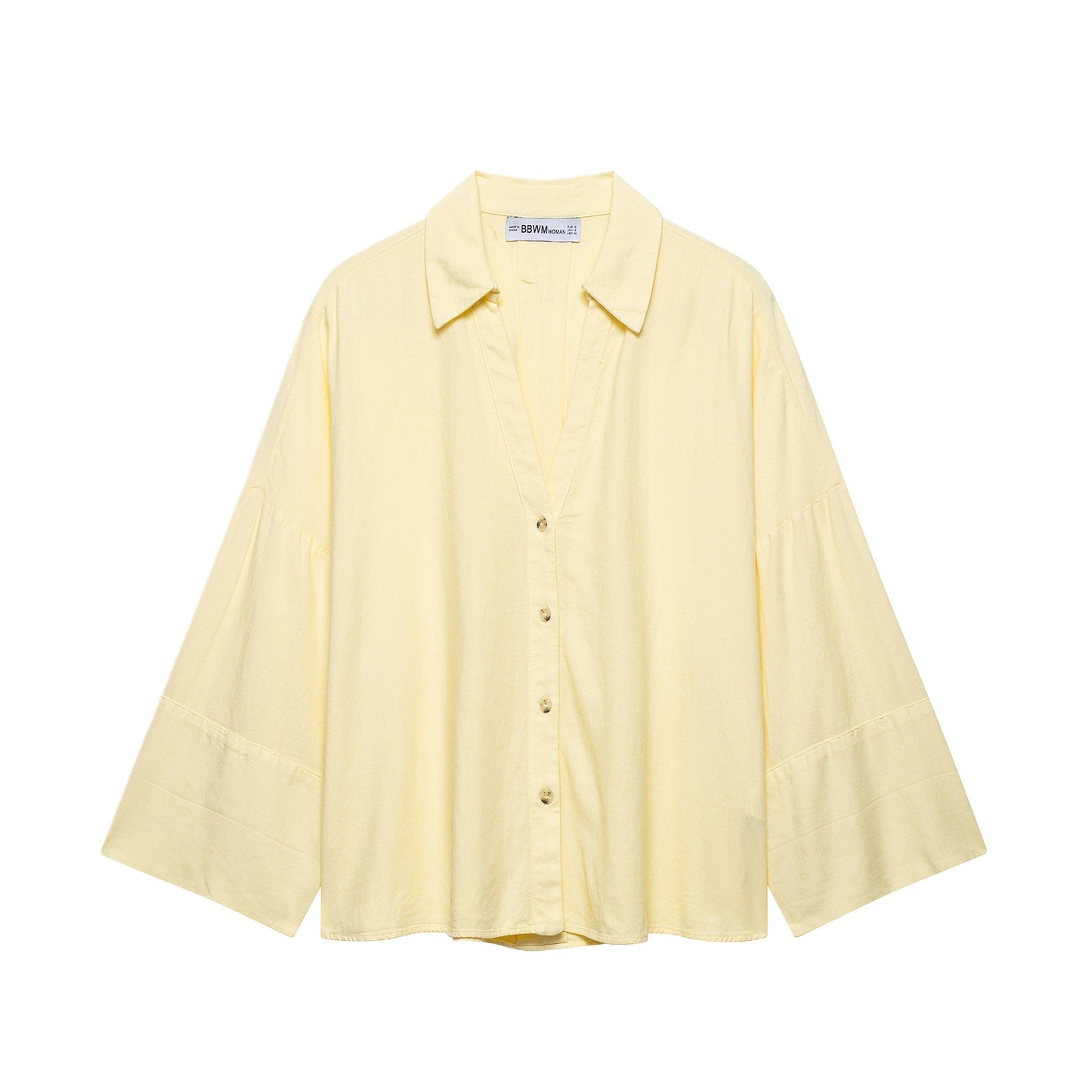 Cross-border wholesale of new women's linen-blend wide-sleeve casual shirts 2340712
