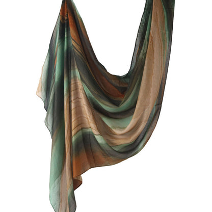 Cross-border hot selling watercolor painting series modal cotton shawl satin print scarf ethnic headscarf women's scarf