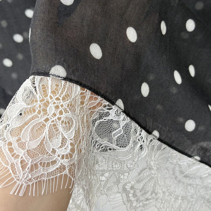 Modal polka dot print lace hijab