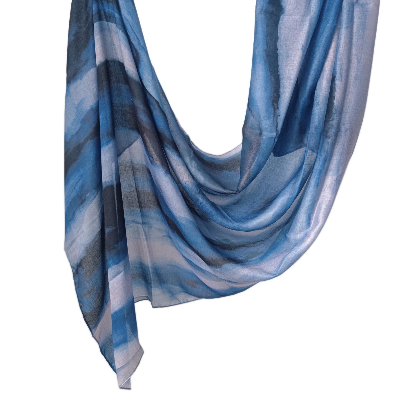 [Polyester Cotton Printing] cross-border hot selling watercolor series printed scarf double-sided penetration soft surrounding tie-dye east end