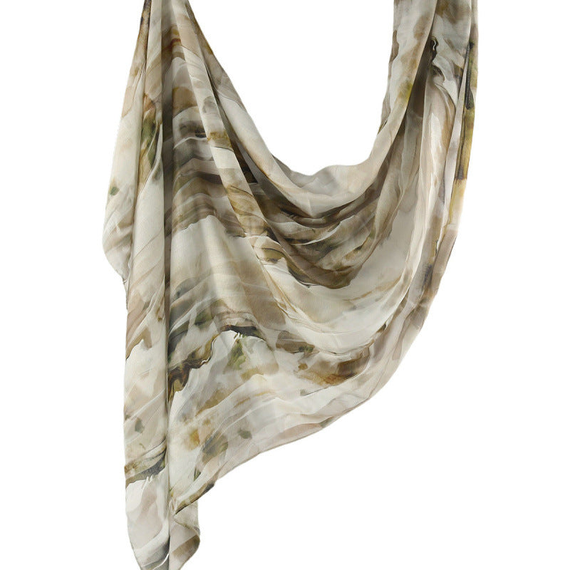 Cross-border hot selling watercolor painting series modal cotton shawl satin print scarf ethnic headscarf women's scarf