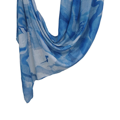 [Polyester Cotton Printing] cross-border hot selling watercolor series printed scarf double-sided penetration soft surrounding tie-dye east end