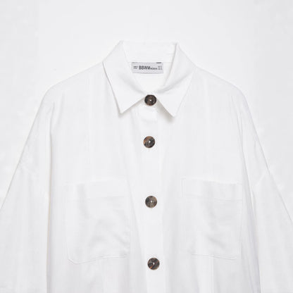 Foreign trade wholesale spring new European and American style loose blend wide-sleeve shirt 2475709