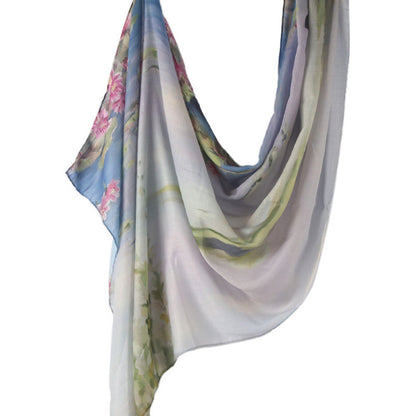Cross-border hot selling watercolor painting series modal cotton shawl satin print scarf ethnic headscarf women's scarf