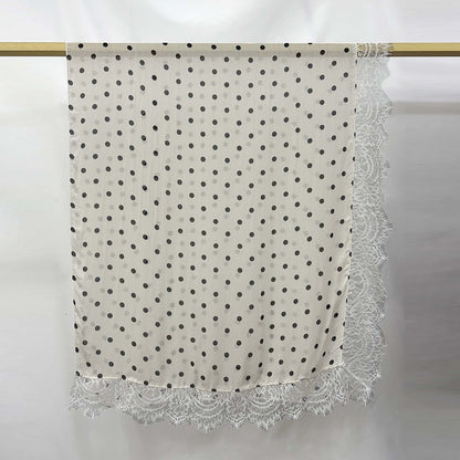 Modal polka dot print lace hijab