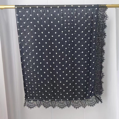 Modal polka dot print lace hijab