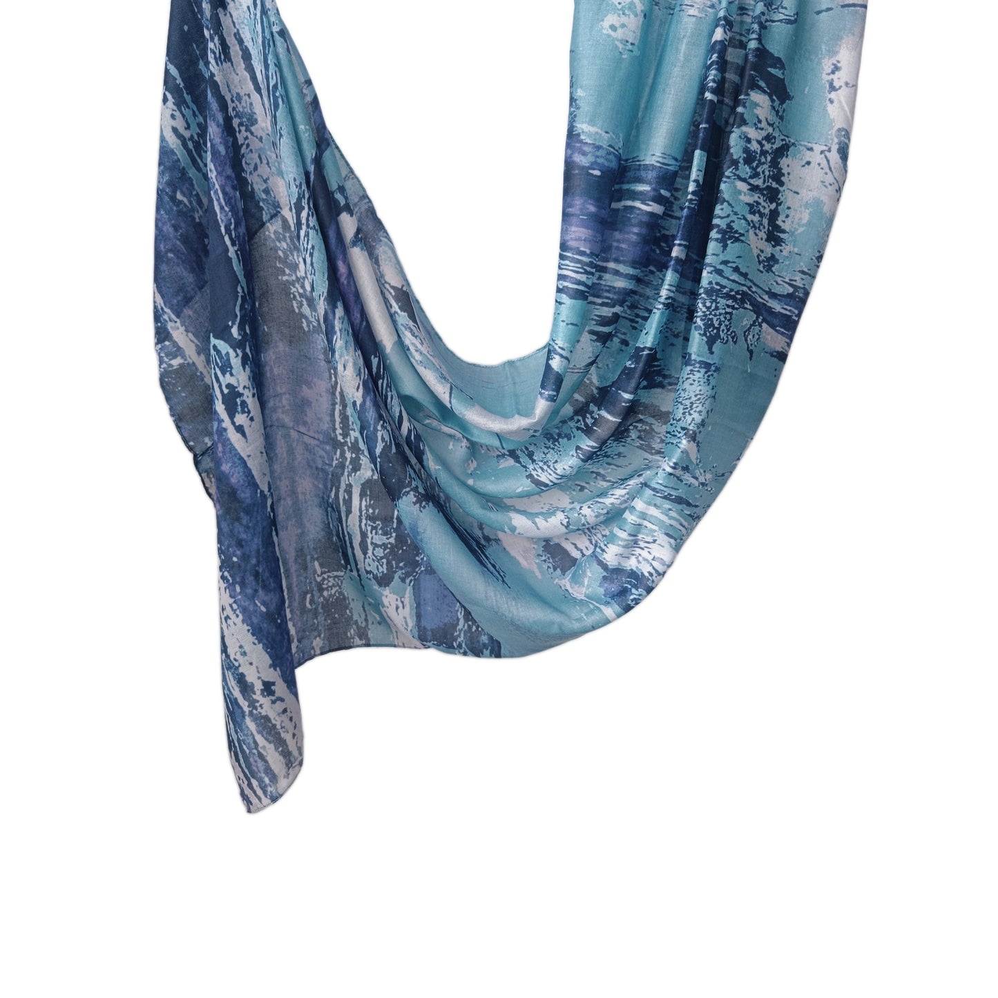 [Polyester Cotton Printing] cross-border hot selling watercolor series printed scarf double-sided penetration soft surrounding tie-dye east end