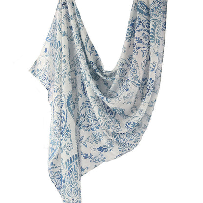 Cross-border hot selling watercolor painting series modal cotton shawl satin print scarf ethnic headscarf women's scarf