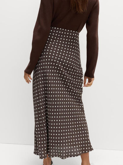 European and American export women's polka dot print mermaid dress, high-waisted slim midi skirt, pencil hip long skirt