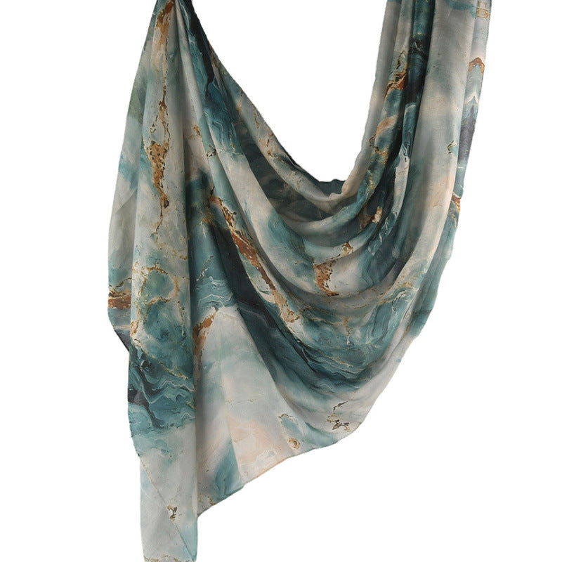 Cross-border hot selling watercolor painting series modal cotton shawl satin print scarf ethnic headscarf women's scarf