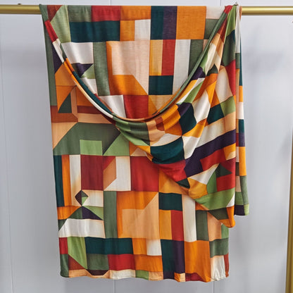 [Mercerized Cotton Double-sided Print] 145g High Quality Mercerized Cotton Boho Style Fashion Watercolor Print Scarf