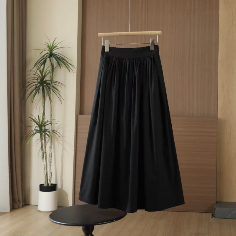 Spring and summer new cotton Korean A-line skirt high-waisted versatile casual fashion waist loose long skirt skirt skirt for women