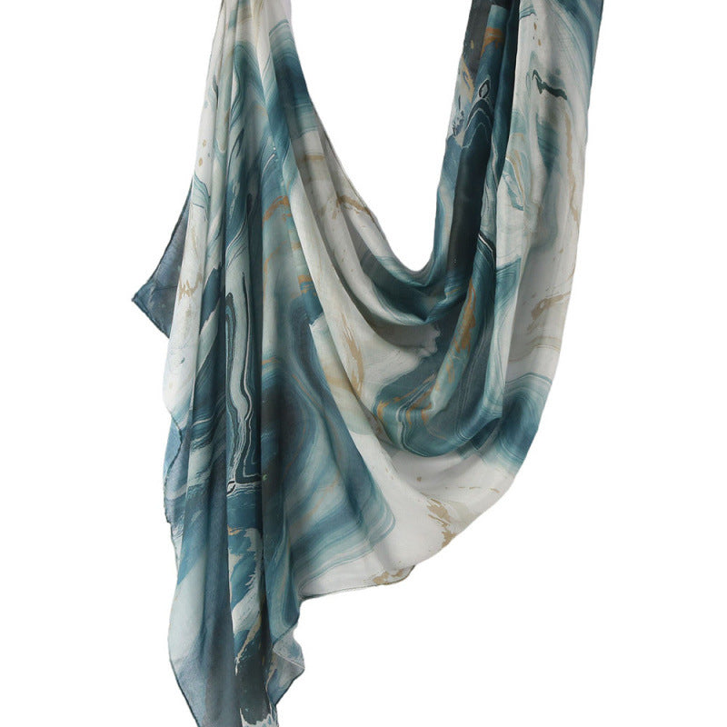 Cross-border hot selling watercolor painting series modal cotton shawl satin print scarf ethnic headscarf women's scarf