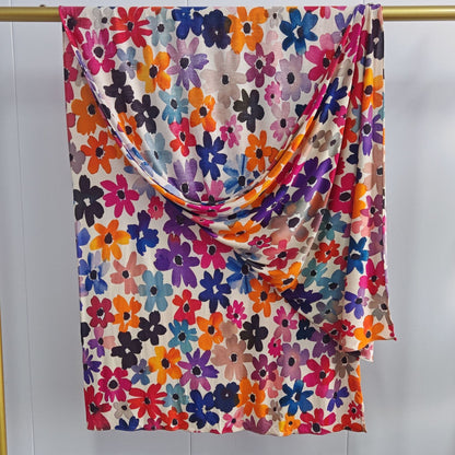[Mercerized Cotton Double-sided Print] 145g High Quality Mercerized Cotton Boho Style Fashion Watercolor Print Scarf