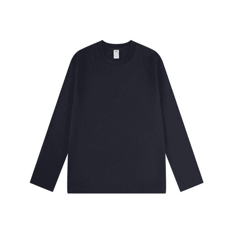 300g cotton long sleeve heavy crew neck solid color T-shirt women's loose versatile base shirt couple men's and women's style