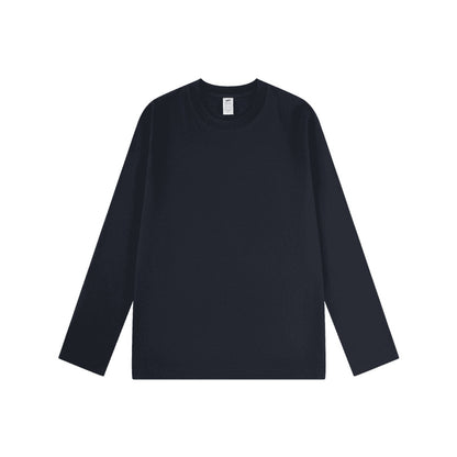 300g cotton long sleeve heavy crew neck solid color T-shirt women's loose versatile base shirt couple men's and women's style